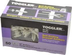 Toggler - #6 to 10 Screw, 5/16" Diam, 1-5/8" Long, 3/8 to 5/8" Thick, Self Drilling Drywall & Hollow Wall Anchor - Thermoplastic Alloy, Use in Drywall - Best Tool & Supply