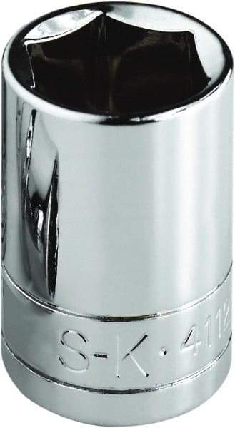 SK - 1-1/8", 1/2" Drive, Standard Hand Socket - 6 Points, Steel, Chrome Finish - Best Tool & Supply