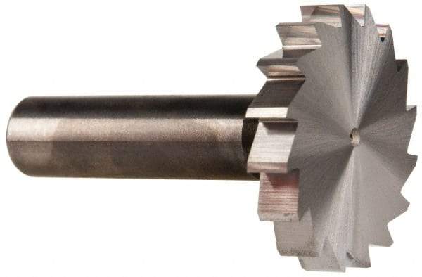 Made in USA - 1-1/2" Diam x 1/4" Face Width, Solid Carbide, 16 Teeth, Shank Connection Woodruff Keyseat Cutter - Uncoated, 2-1/4" OAL x 1/2" Shank, Straight Teeth, ANSI 812, Old Standard 24 - Best Tool & Supply