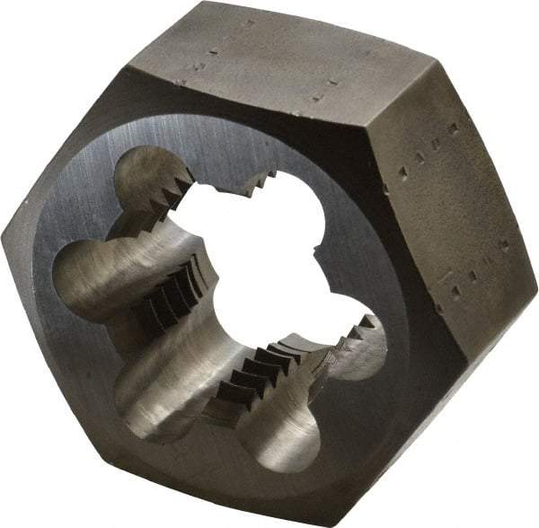 Made in USA - 1-1/8 - 8 UNS Thread, 2" Hex, Right Hand Thread, Hex Rethreading Die - Carbon Steel, 1" Thick - Exact Industrial Supply