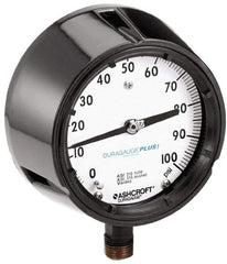 Ashcroft - 4-1/2" Dial, 1/2 Thread, 0-300 Scale Range, Pressure Gauge - Lower Connection, Rear Flange Connection Mount, Accurate to 0.5% of Scale - Best Tool & Supply