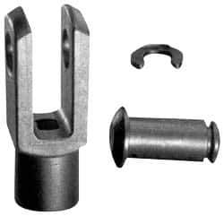 Igus - 10-32 Thread, 0.394" Yoke Width, Thermoplastic, Polymer Clevis Joint with Pin & Clip Yoke - 3/16" Hole Diam, 0.394" Hole Center to Neck, 0.394" Yoke Arm Height, 0.354" Neck Diam, 0.295" Neck Length, 1.024" OAL - Best Tool & Supply