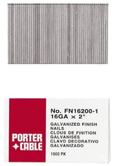 Porter-Cable - 16 Gauge 2" Long Finishing Nails for Power Nailers - Grade 2 Steel, Galvanized Finish, Smooth Shank, Straight Stick Collation, Chisel Point - Best Tool & Supply