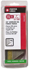 Porter-Cable - 15 Gauge 2" Long Finishing Nails for Power Nailers - Grade 2 Steel, Bright Finish, Angled Stick Collation, Chisel Point - Best Tool & Supply