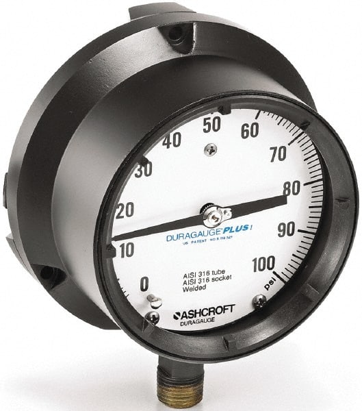 Ashcroft - 6" Dial, 1/2 Thread, 0-1,000 Scale Range, Pressure Gauge - Best Tool & Supply