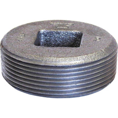 Black Countersunk Square Plug: 1″, 125 psi, Threaded Cast Iron, Galvanized Finish, Class 125