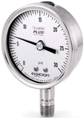 Ashcroft - 2-1/2" Dial, 1/4 Thread, 0-400 Scale Range, Pressure Gauge - Lower Connection Mount, Accurate to 1% of Scale - Best Tool & Supply