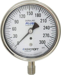 Ashcroft - 3-1/2" Dial, 1/4 Thread, 0-300 Scale Range, Pressure Gauge - Lower Connection Mount, Accurate to 1% of Scale - Best Tool & Supply