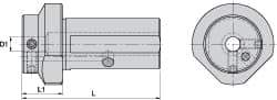 Kennametal - 8mm Hole Diamter, KM63XMZ Outside Modular Connection, Boring Bar Reducing Adapter - 30mm Projection, 36mm Nose Diameter, 105mm Overall Length, Through Coolant - Exact Industrial Supply