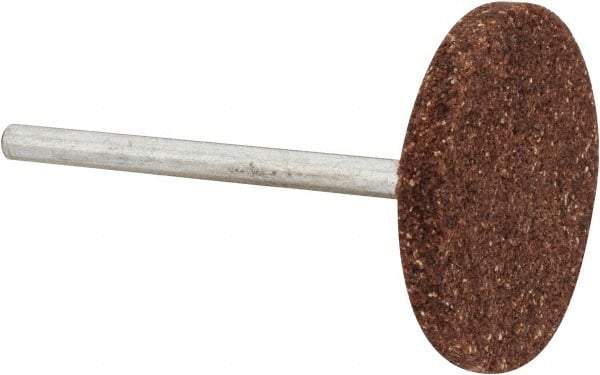 Norton - 1" Head Diam x 1/8" Thickness, W215, Cylinder End, Aluminum Oxide Mounted Point - Brown, Medium Grade, 60 Grit, 38,200 RPM - Best Tool & Supply