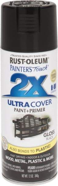 Rust-Oleum - Black, Gloss, Enamel Spray Paint - 8 to 12 Sq Ft per Can, 12 oz Container - Best Tool & Supply