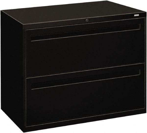 Hon - 36" Wide x 28-3/8" High x 19-1/4" Deep, 2 Drawer Lateral File - Steel, Black - Best Tool & Supply