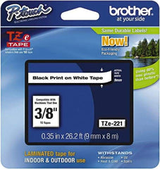 Brother - 3/8" Wide x 314.4" Long, White Plastic/Paper Tape Cassette - For Label Maker - Best Tool & Supply