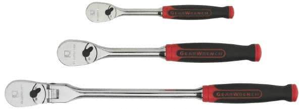 GearWrench - 1/4" & 3/8" Drive Pear Head Ratchet Set - Chrome Finish, 18-1/8" OAL, 60 Gear Teeth, Cushion Grip Handle, Flat & Flex Head - Best Tool & Supply