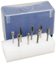 M.A. Ford - 8 Piece, 1/4" Shank Burr Set - Tungsten Carbide, Multiple Head Shape - Best Tool & Supply