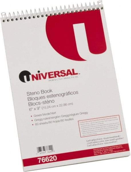 UNIVERSAL - 60 Sheet, 6 x 9", Steno Book - Green - Best Tool & Supply