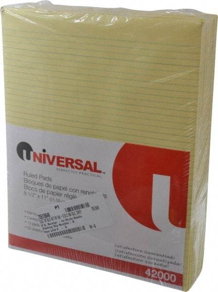 UNIVERSAL - 50 Sheet, 8-1/2 x 11", Glue Top Ruled Writing Pad - Canary - Best Tool & Supply