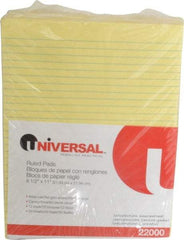 UNIVERSAL - 50 Sheet, 8-1/2 x 11", Glue Top Ruled Writing Pad - Canary - Best Tool & Supply