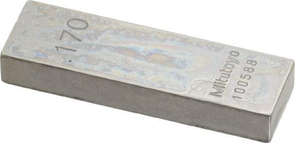 Mitutoyo - 0.17" Rectangular Steel Gage Block - Accuracy Grade 0, Includes Certificate of Inspection - Best Tool & Supply