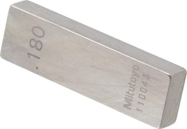 Mitutoyo - 0.18" Rectangular Steel Gage Block - Accuracy Grade 0, Includes Certificate of Inspection - Best Tool & Supply