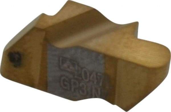 Tool-Flo - 2047FLR Grade GP3, 3/32" Cutting Width Carbide Grooving Insert - 2.79mm Max Depth of Cut, Left Hand, 3/64" Corner Radius, TiN Finish - Best Tool & Supply