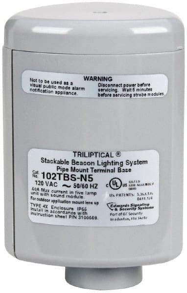 Edwards Signaling - Flashing and Steady, Stackable Tower Light Base Unit - 120 VAC, 0.60 Amp, IP54, IP65 Ingress Rating, 3R, 4X NEMA Rated, Pipe Mount - Best Tool & Supply