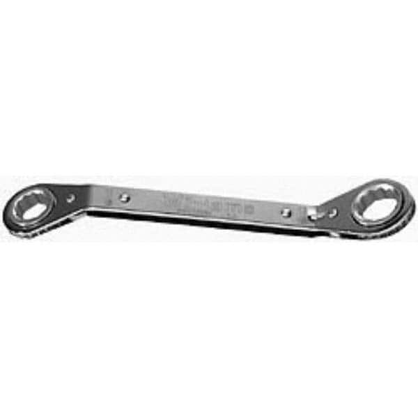 Williams - 5/8 x 3/4", 12 Point, Chrome Finish, Double End, Reversible Ratcheting Offset Box Wrench - Exact Industrial Supply