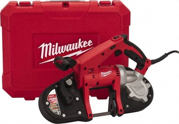 Milwaukee Tool - 120 Volt, Electric Handheld Bandsaw - 8 Ft. Cord Length, 3-1/4 Inch (Round) and 3-1/4 x 3-1/4 Inch (Rectangular) Depth of Cut, 200 and 360 SFPM, 7 Amp - Best Tool & Supply