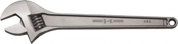 SK - 2-1/4" Jaw Capacity, 18" Standard Adjustable Wrench - Stainless Steel, Chrome Finish, 18" OAL - Best Tool & Supply