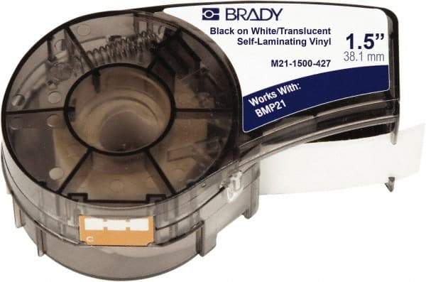 Brady - 1-1/2" Wide, Translucent & White Vinyl Labels - For BMP21 Plus Portable Label Printer, IDPAL Handheld Label Maker - Best Tool & Supply