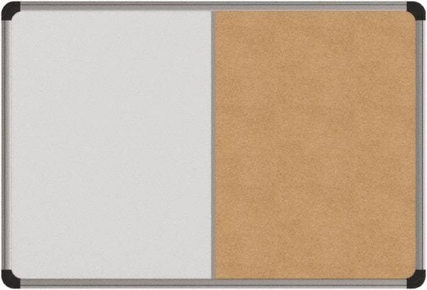 UNIVERSAL - 24" Wide x 18" High Dry Erase Combination Cork Bulletin Board - Melamine, Natural & White - Best Tool & Supply