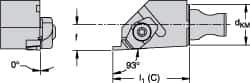 Kennametal - Insert Style NG 2R, 19.99mm Head Length, Right Hand Cut, Internal Modular Threading Cutting Unit Head - System Size KM16, 0.394" Center to Cutting Edge, Series Top Notch - Best Tool & Supply