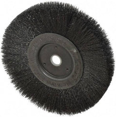 Weiler - 6" OD, 5/8" Arbor Hole, Crimped Steel Wheel Brush - 1/2" Face Width, 1-7/16" Trim Length, 0.006" Filament Diam, 6,000 RPM - Best Tool & Supply