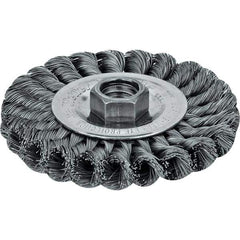 Weiler - 6" OD, 5/8" Arbor Hole, Crimped Steel Wheel Brush - 3/4" Face Width, 1-7/16" Trim Length, 0.014" Filament Diam, 6,000 RPM - Best Tool & Supply