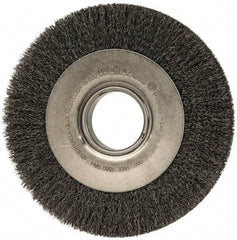 Weiler - 8" OD, 2" Arbor Hole, Crimped Steel Wheel Brush - 1" Face Width, 1-3/8" Trim Length, 0.0118" Filament Diam, 4,500 RPM - Best Tool & Supply