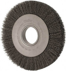 Weiler - 8" OD, 2" Arbor Hole, Crimped Steel Wheel Brush - 1" Face Width, 1-3/8" Trim Length, 0.014" Filament Diam, 4,500 RPM - Best Tool & Supply