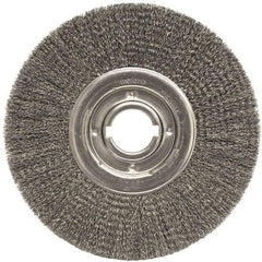 Weiler - 12" OD, 2" Arbor Hole, Crimped Steel Wheel Brush - 1-1/4" Face Width, 3" Trim Length, 0.0118" Filament Diam, 3,600 RPM - Best Tool & Supply