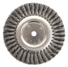 Weiler - 12" OD, 2" Arbor Hole, Knotted Steel Wheel Brush - 1-1/4" Face Width, 2-3/4" Trim Length, 0.0118" Filament Diam, 3,600 RPM - Best Tool & Supply