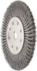 Weiler - 12" OD, 1-1/4" Arbor Hole, Knotted Steel Wheel Brush - 5/8" Face Width, 2-1/4" Trim Length, 0.02" Filament Diam, 4,500 RPM - Best Tool & Supply