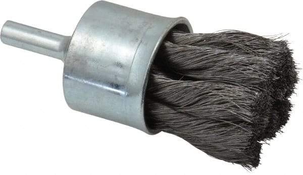 Weiler - 1-1/8" Brush Diam, Knotted, End Brush - 1/4" Diam Shank, 20,000 Max RPM - Best Tool & Supply