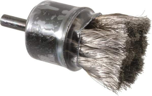 Weiler - 1-1/8" Brush Diam, Knotted, End Brush - 1/4" Diam Shank, 20,000 Max RPM - Best Tool & Supply