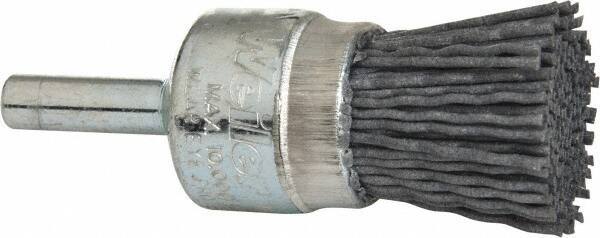 Weiler - 180 Grit, 3/4" Brush Diam, Crimped, End Brush - Very Fine Grade, 1/4" Diam Shank, 10,000 Max RPM - Best Tool & Supply