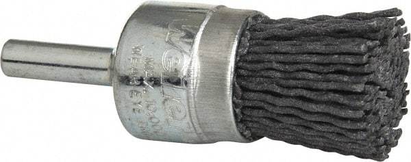 Weiler - 120 Grit, 3/4" Brush Diam, Crimped, End Brush - Fine Grade, 1/4" Diam Shank, 10,000 Max RPM - Best Tool & Supply