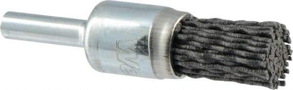 Weiler - 120 Grit, 1/2" Brush Diam, Crimped, End Brush - Fine Grade, 1/4" Diam Shank, 10,000 Max RPM - Best Tool & Supply