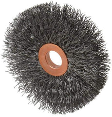 Weiler - 3" OD, 1/2" Arbor Hole, Crimped Steel Wheel Brush - 5/8" Face Width, 1" Trim Length, 0.0104" Filament Diam, 20,000 RPM - Best Tool & Supply