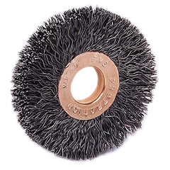 Weiler - Wheel Brushes; Outside Diameter (Inch): 2-1/2 ; Arbor Hole Thread Size: 1/2 ; Wire Type: Crimped Wire ; Fill Material: Stainless Steel ; Face Width (Inch): 1/2 ; Trim Length (Inch): 3/4 - Exact Industrial Supply