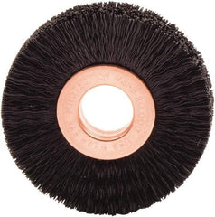 Weiler - 2" OD, 1/2" Arbor Hole, Nylon Wheel Brush - 3/8" Face Width, 1/2" Trim Length, 0.01" Filament Diam, 20,000 RPM - Best Tool & Supply