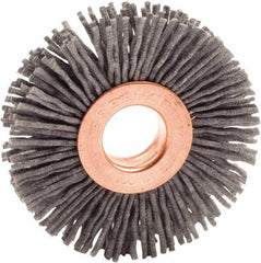 Weiler - 2" OD, 1/2" Arbor Hole, Nylon Wheel Brush - 3/8" Face Width, 1/2" Trim Length, 0.04" Filament Diam, 10,000 RPM - Best Tool & Supply