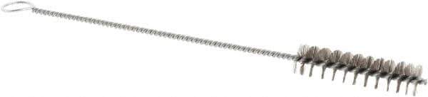 Weiler - 2" Long x 1/2" Diam Stainless Steel Hand Tube Brush - Single Spiral, 8" OAL, 0.004" Wire Diam, 1/8" Shank Diam - Best Tool & Supply