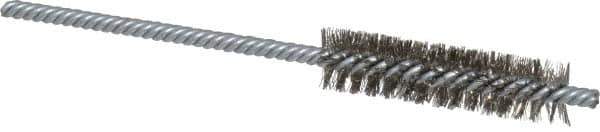 Weiler - 1/2" Diam Helical Stainless Steel Tube Brush - Double Spiral, 0.006" Filament Diam, 2" Brush Length, 5" OAL, 5/32" Diam Shank - Best Tool & Supply